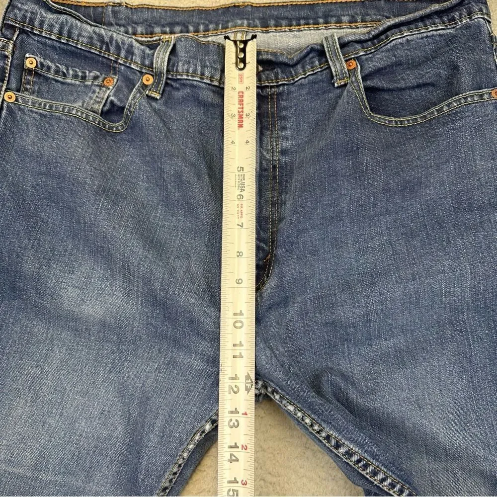 Levis 505 Jeans Mens 38x34 Blue Straight Medium Wash Distressed Casual‎ 36x32*